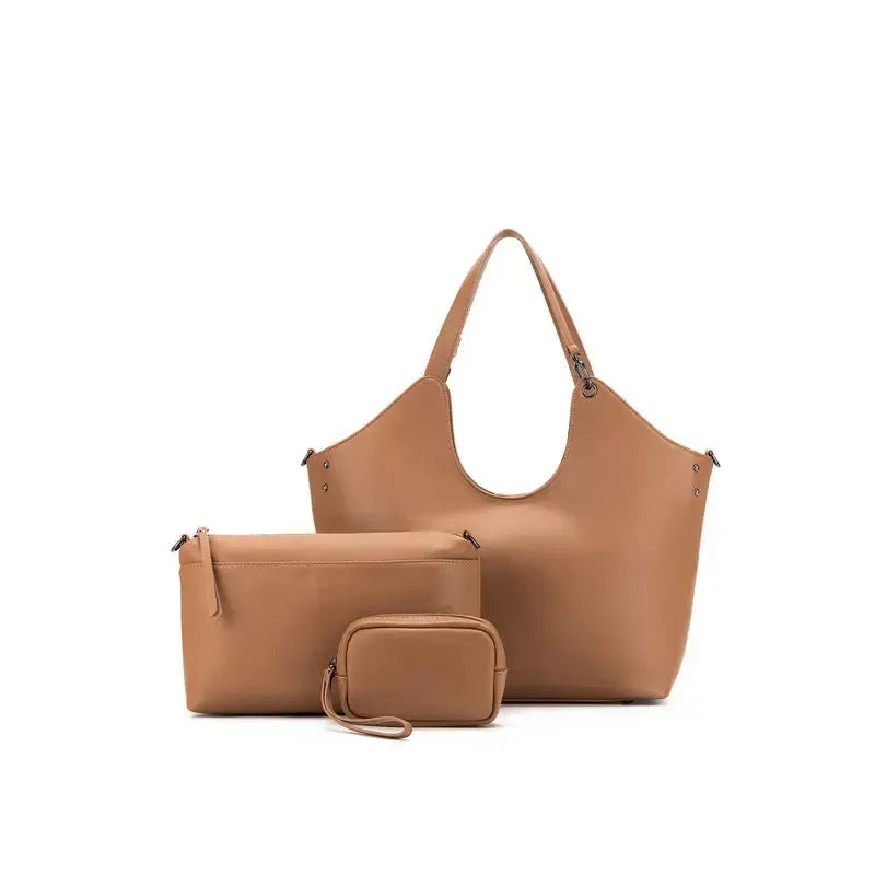 Rebecca Deep Mocha 3 Piece Handbag-Bags & Clutches-Black Caviar Designs-The Bay Room