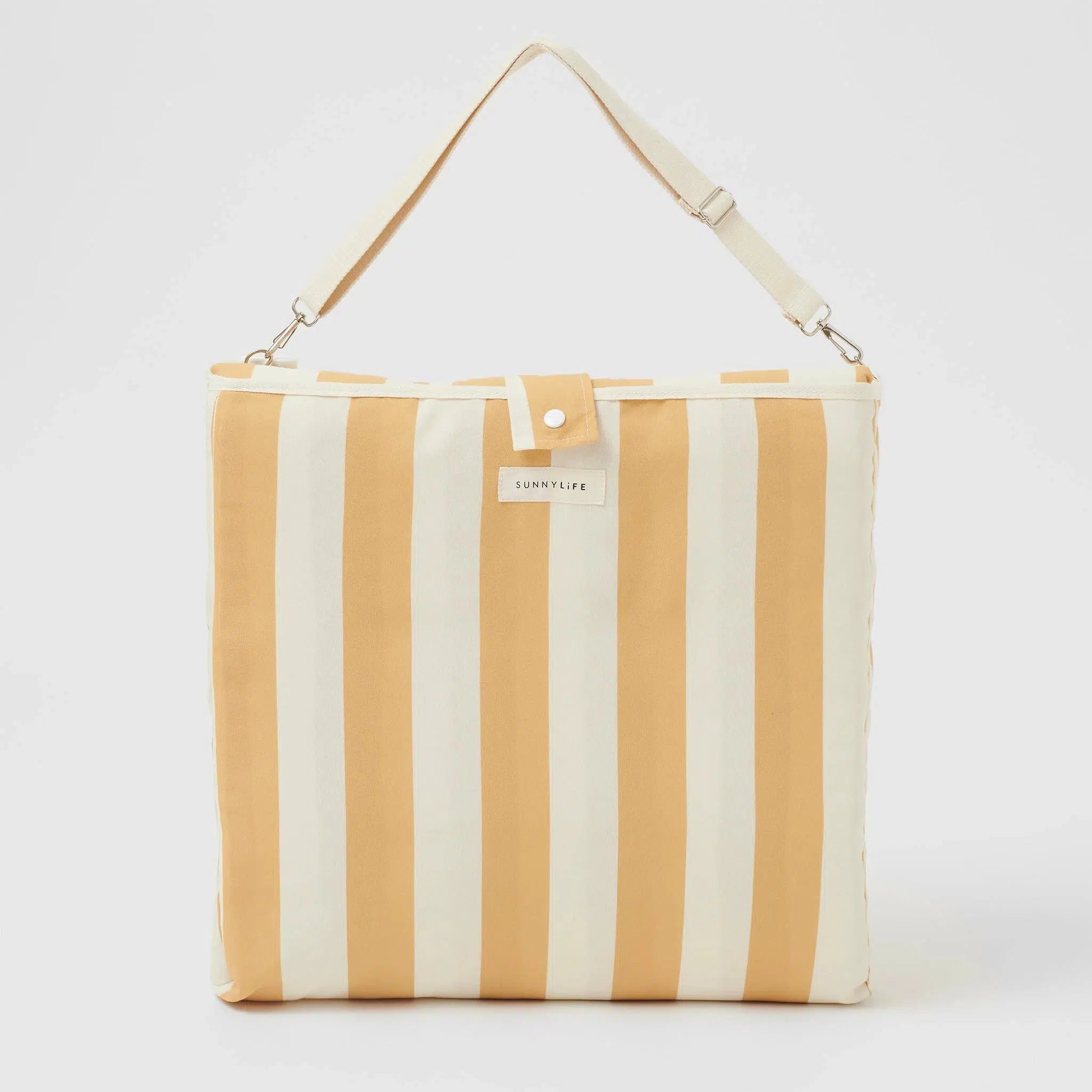 Reclining Beach Chair Mango Bay Golden Mustard Stripe-Travel & Outdoors-Sunny Life-The Bay Room