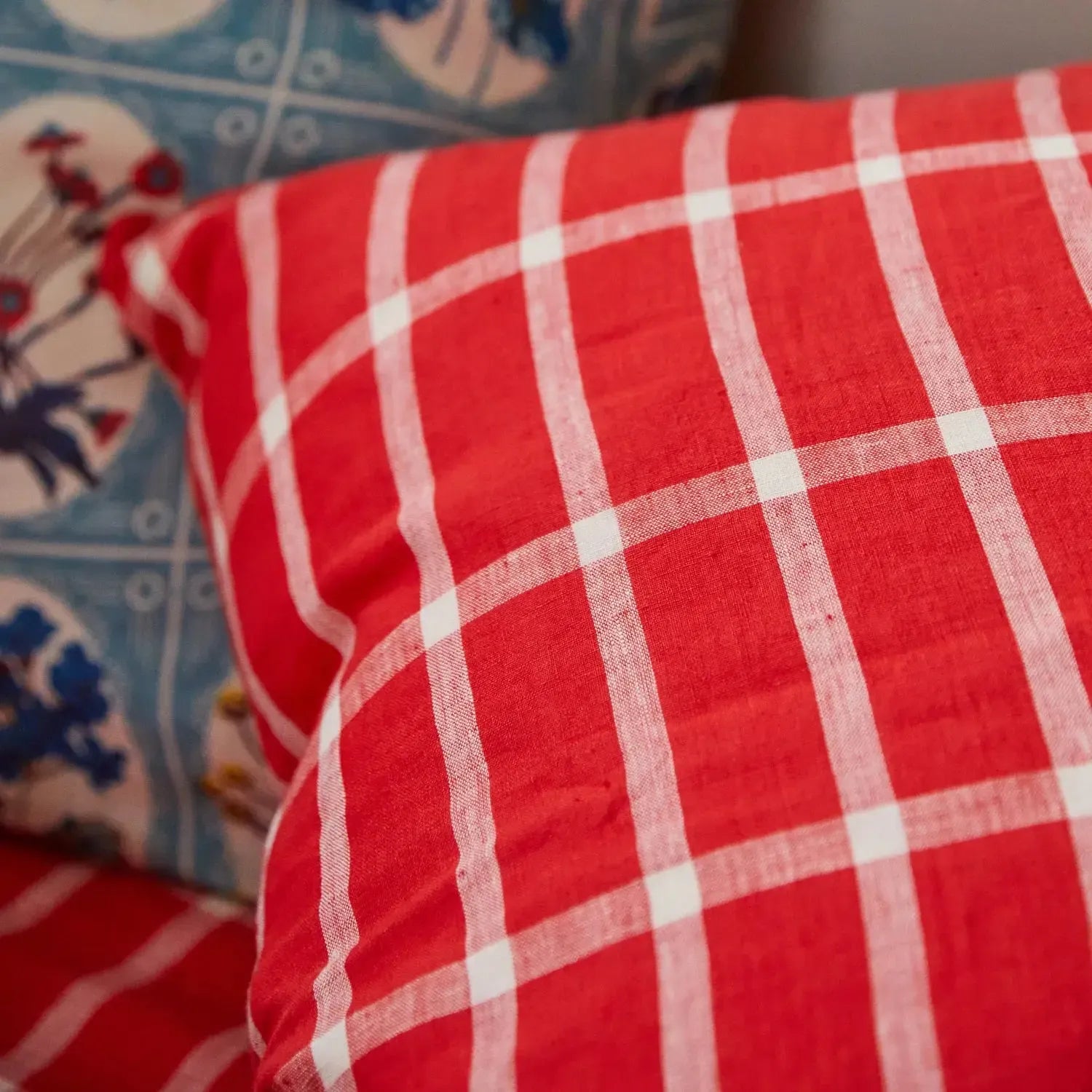 Remi Linen Euro Pillowcase Set - Scarlet-Soft Furnishings-Sage & Clare-The Bay Room
