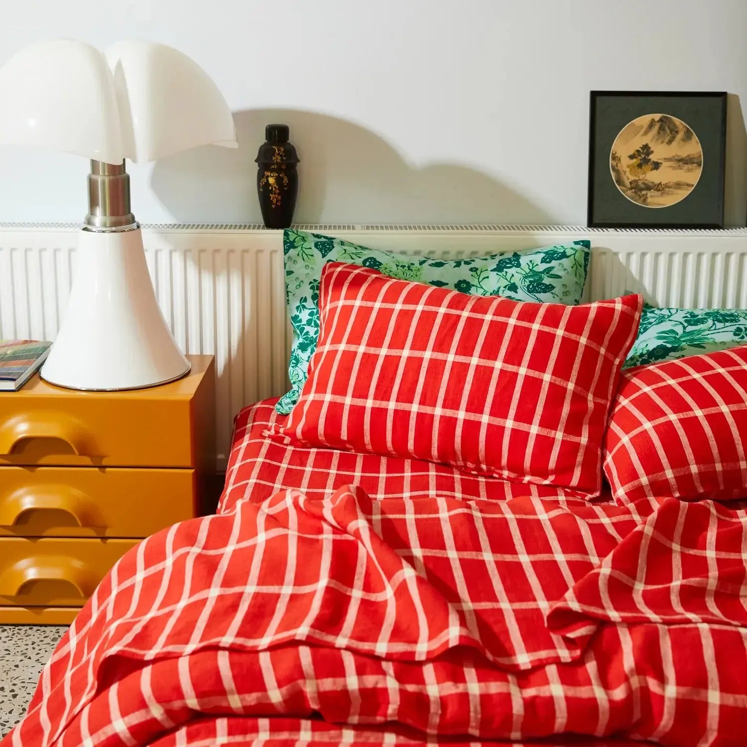 Remi Linen Pillowcase Set - Scarlet-Soft Furnishings-Sage & Clare-The Bay Room