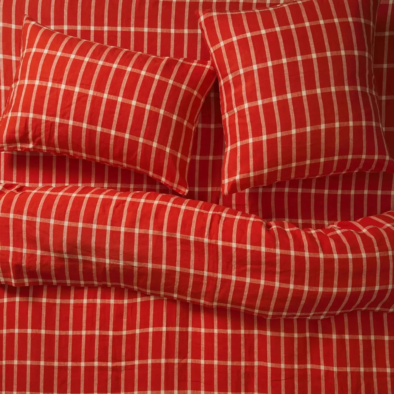 Remi Linen Sheets - Scarlet-Soft Furnishings-Sage & Clare-The Bay Room