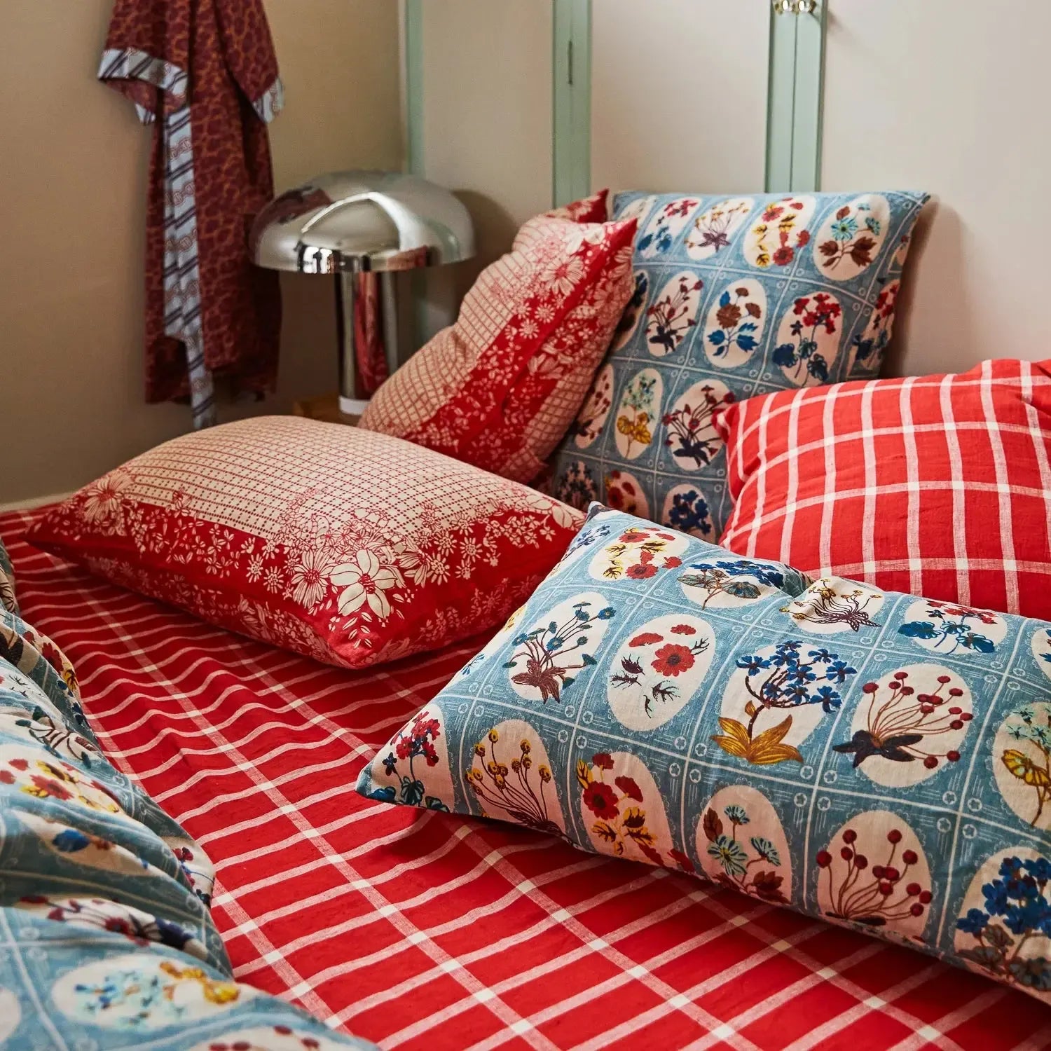 Remi Linen Sheets - Scarlet-Soft Furnishings-Sage & Clare-The Bay Room