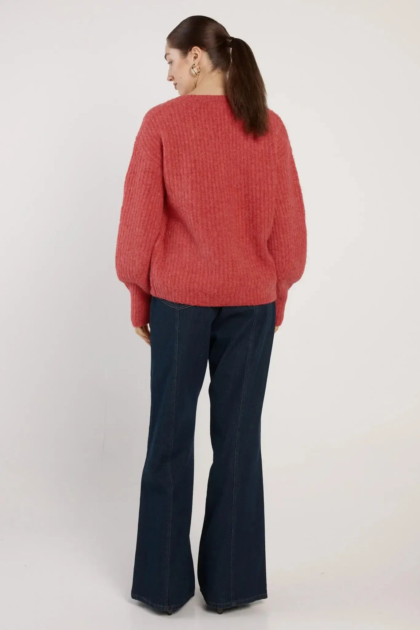 Remy V-Neck Jumper - Red-Knitwear & Jumpers-Fate + Becker-The Bay Room