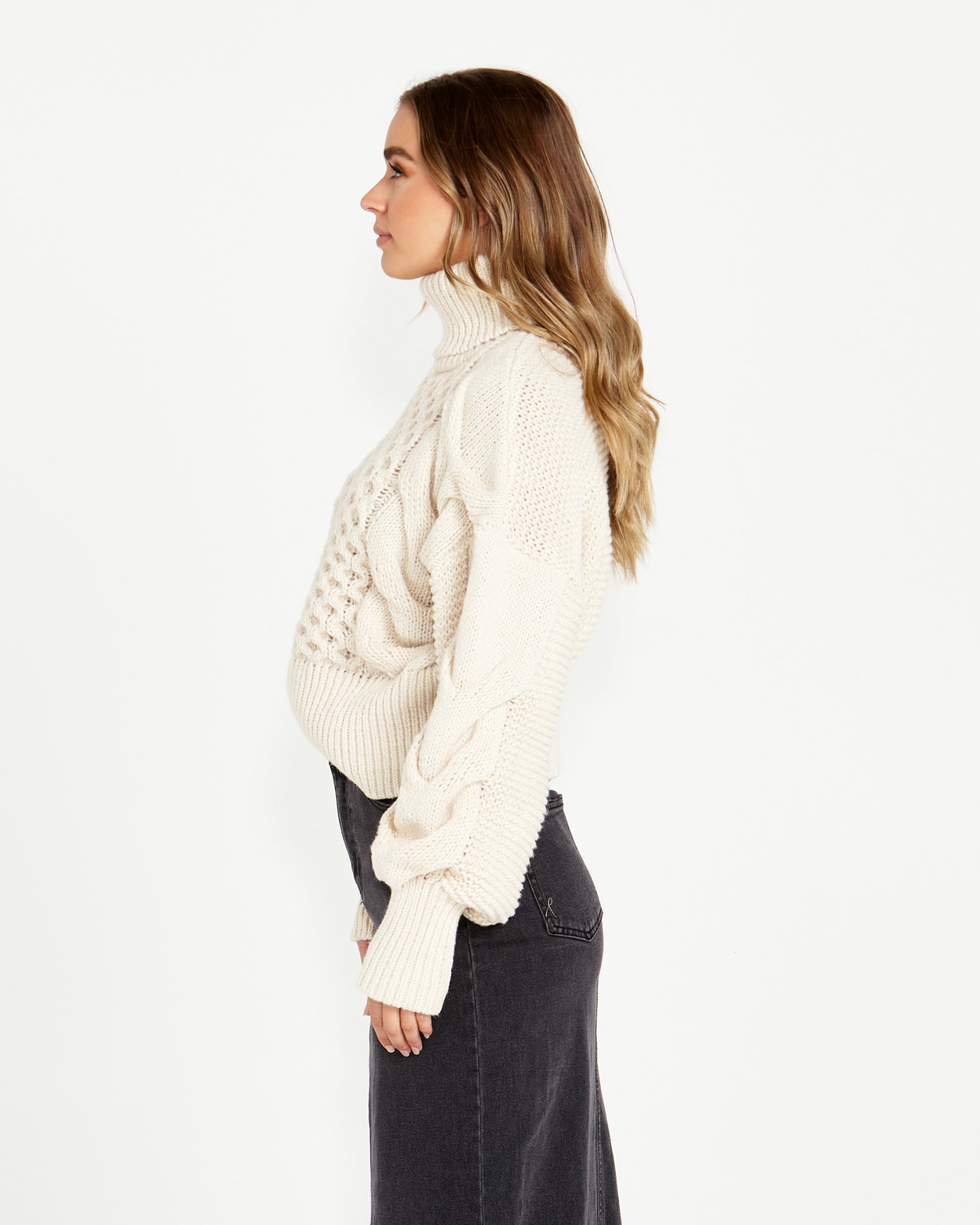 Renn Cable Knit - Cream-Knitwear & Jumpers-SASS-The Bay Room