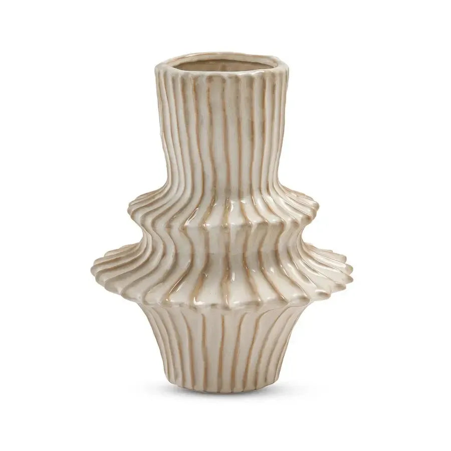 Ridge Natural Glazed Vase 25.5x31cm