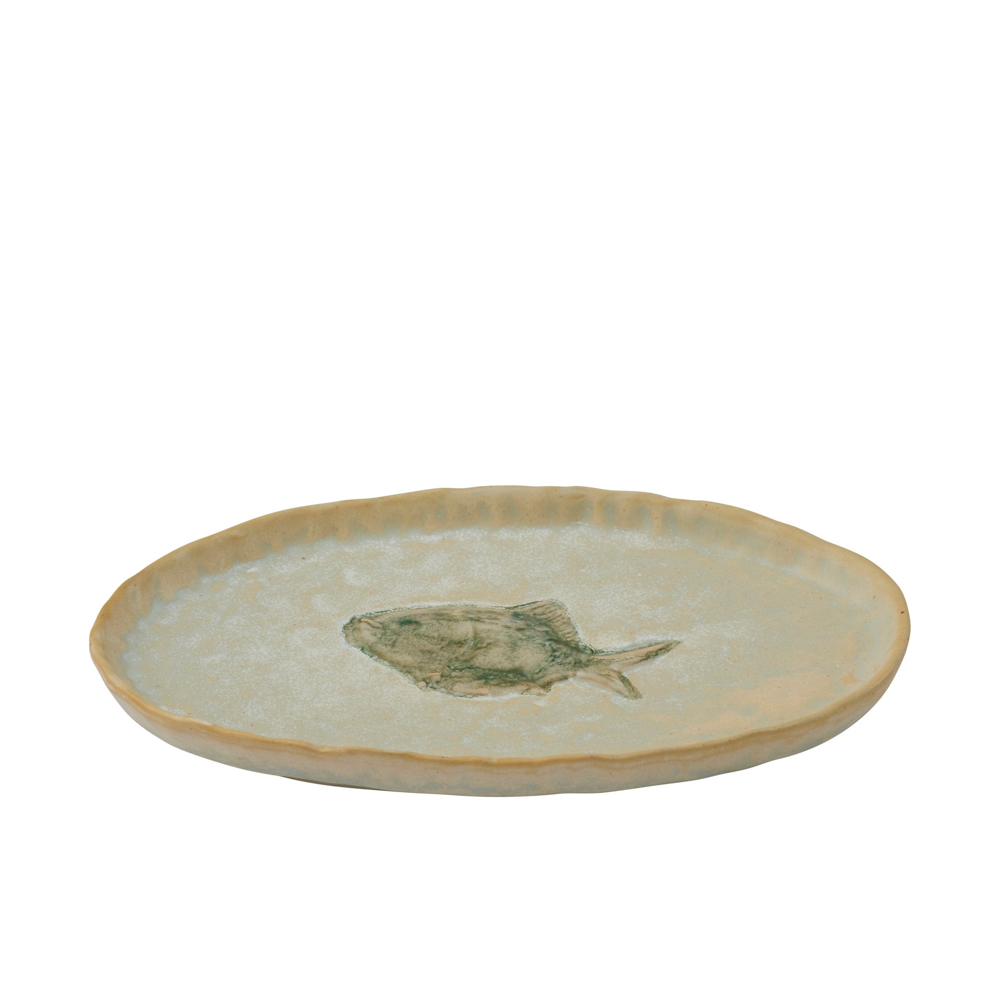 Riva Ceramic Plate 19.5x12cm Ivory/Green-Dining & Entertaining-Coast To Coast Home-The Bay Room