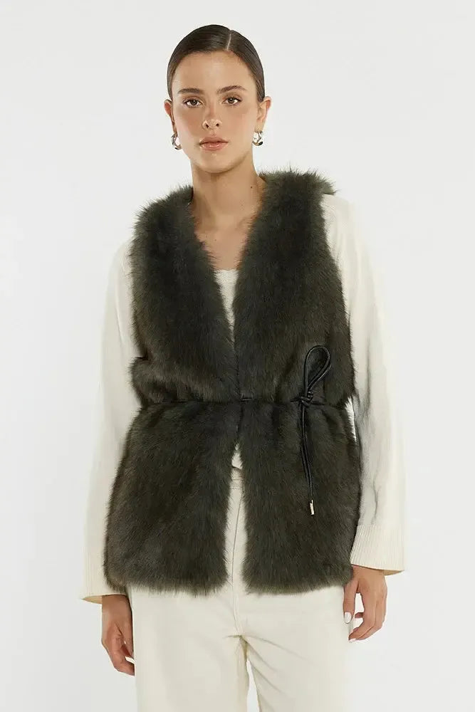 Riya Fur Gilet - Evergreen-SASS-The Bay Room