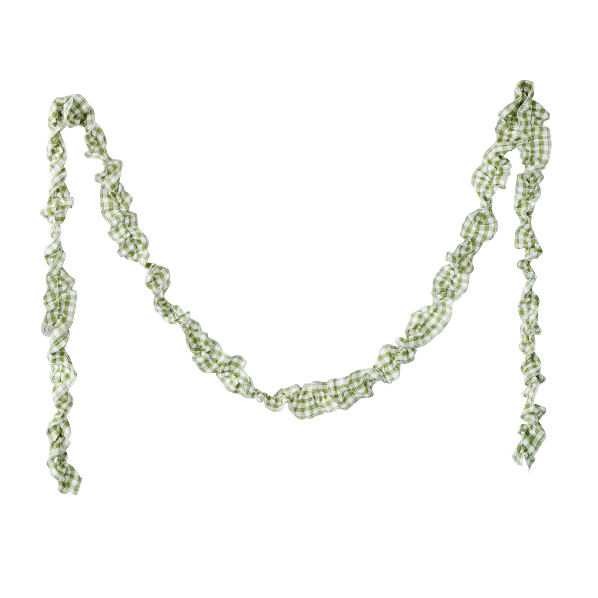 Ruffle Gingham Garland Fab 270cm Green/White-Christmas-Coast To Coast Home-The Bay Room