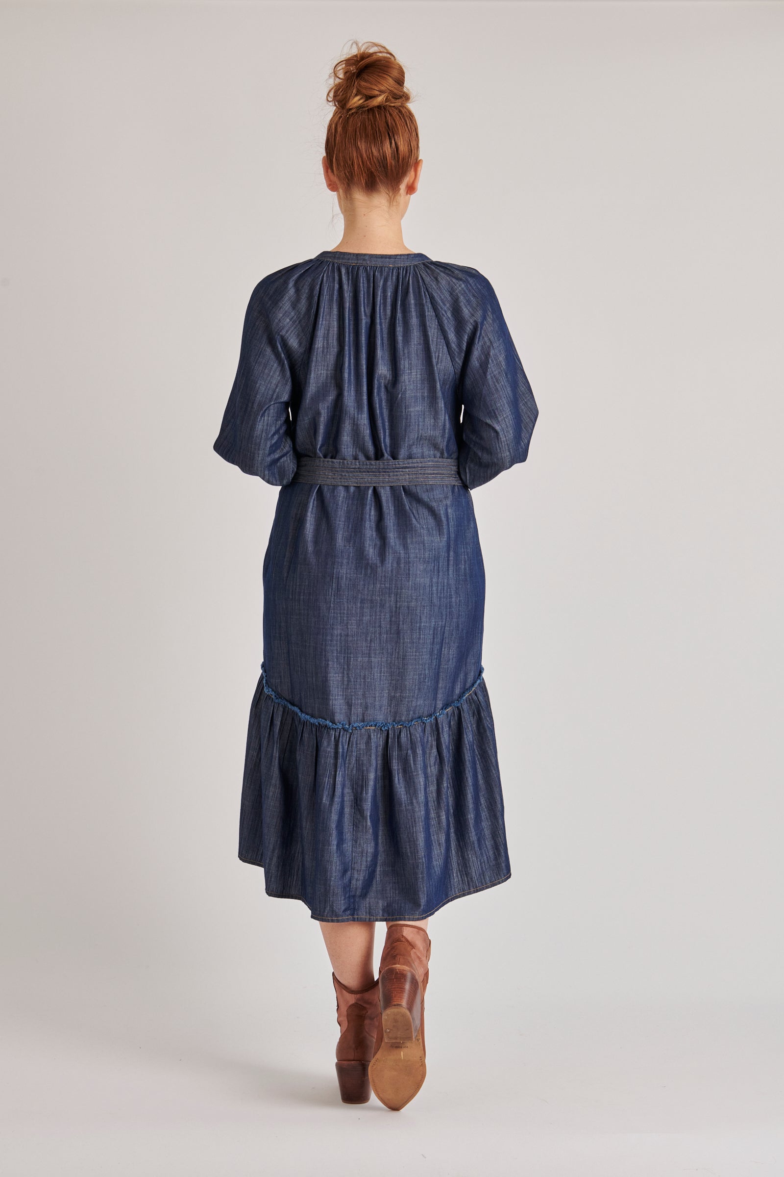 Ruffle Hem Midi Dress - Dark Blue-Dresses-One Ten Willow-The Bay Room