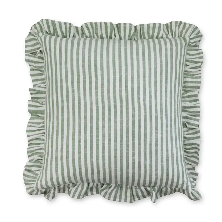 Ruffles Green Cushion 50x50cm-Soft Furnishings-Madras Link-The Bay Room