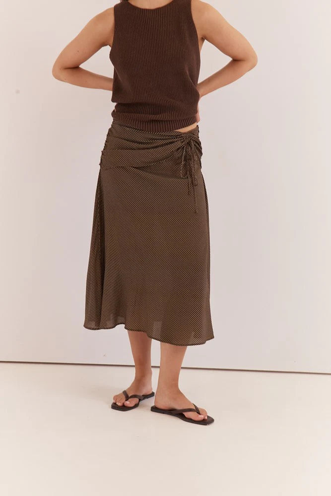 Oriana Ruched Waist Skirt - Micro Dot