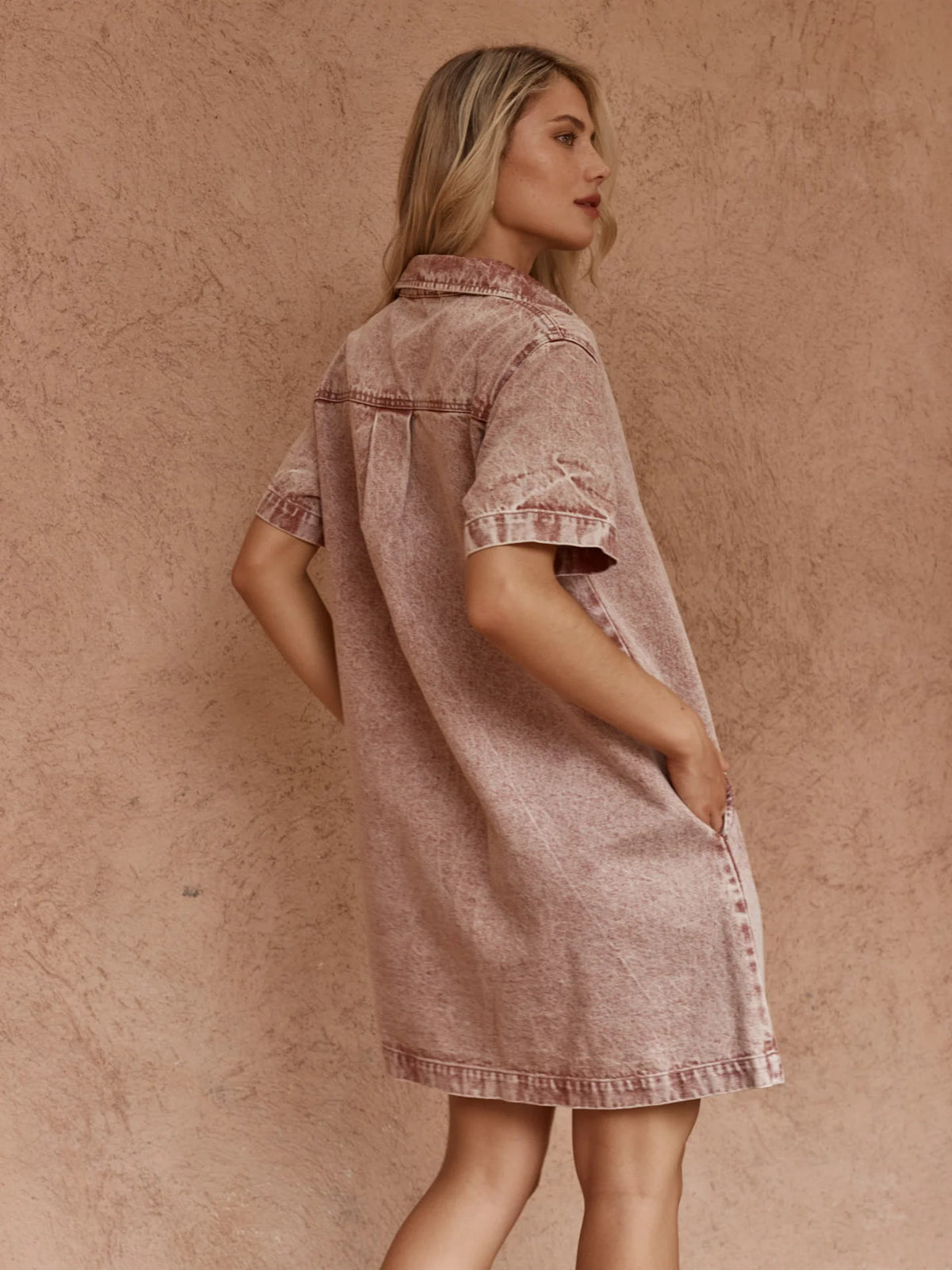 Pepe Wave Denim Dress - Rusty Red
