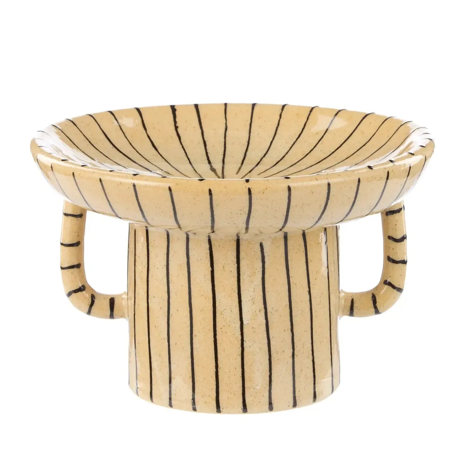 Sabi Stripe Decor Dish 25.5x25.5x16.5cm Beige & Black-Decor Items-Academy Home Goods-The Bay Room