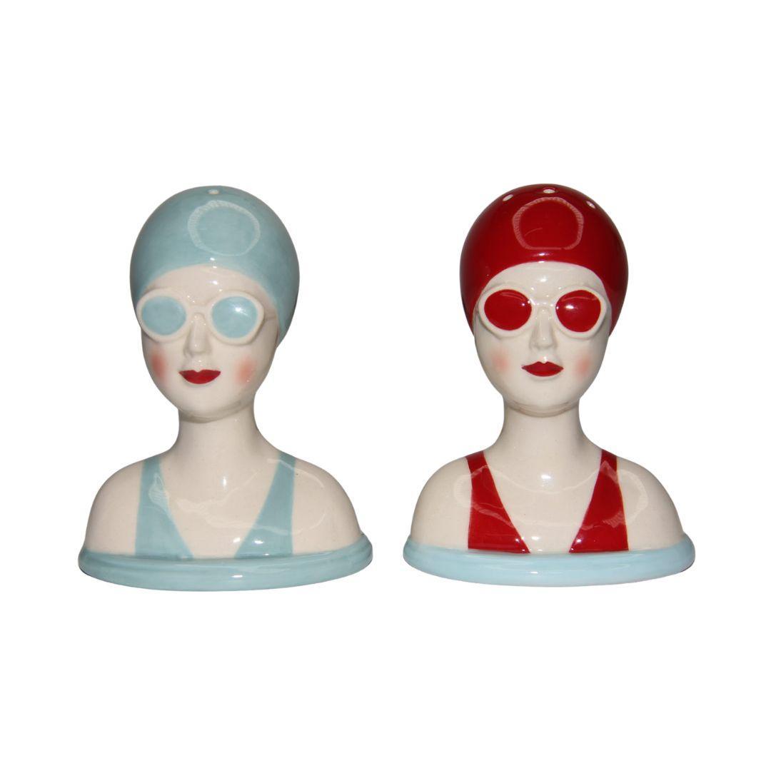 Salt & Pepper Ceramic Set Beach lady-Dining & Entertaining-DWBH-The Bay Room