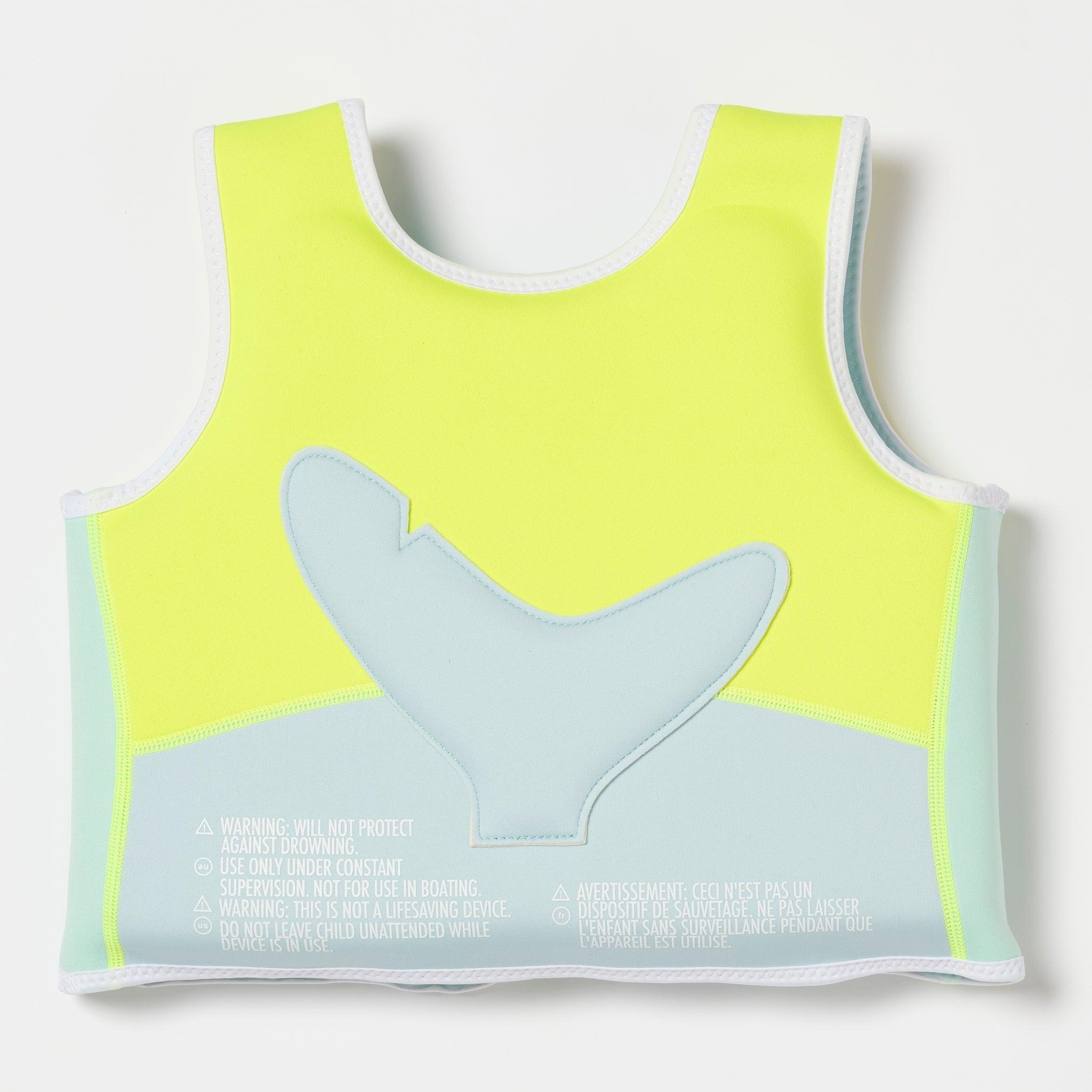 Salty the Shark Swim Vest Aqua Neon Yellow-Travel & Outdoors-Sunny Life-The Bay Room