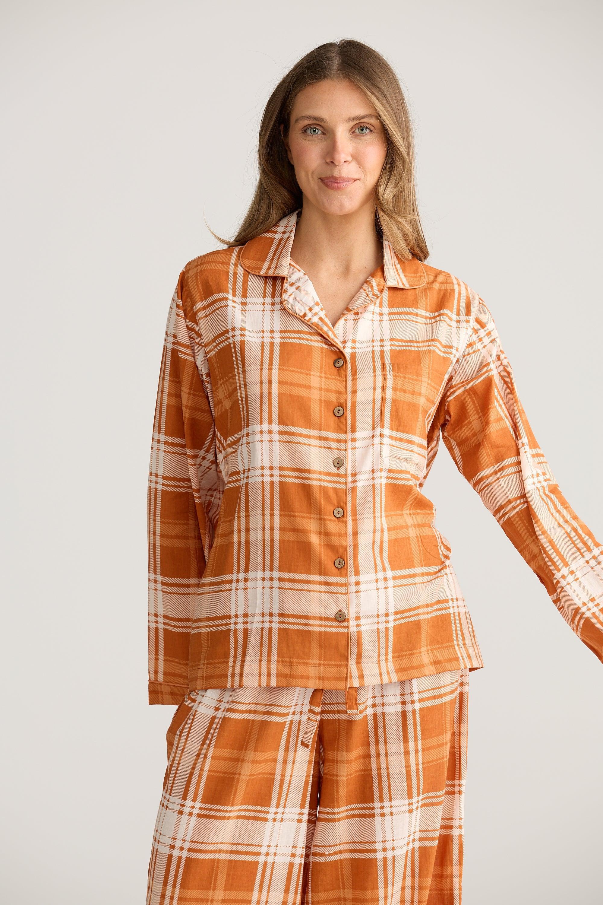 Salutation Pyjama Set - Bronze Plaid Check-Sleepwear & Robes-Holiday-The Bay Room