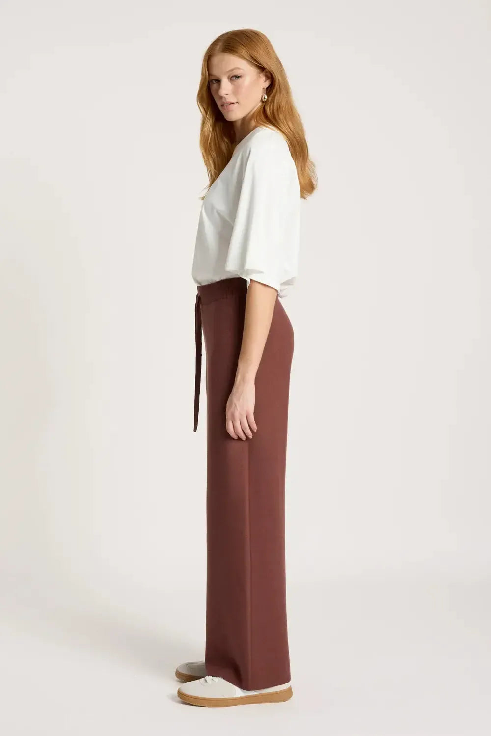 Samira Knit Pant - Mahogany-Pants-Eb & Ive-The Bay Room