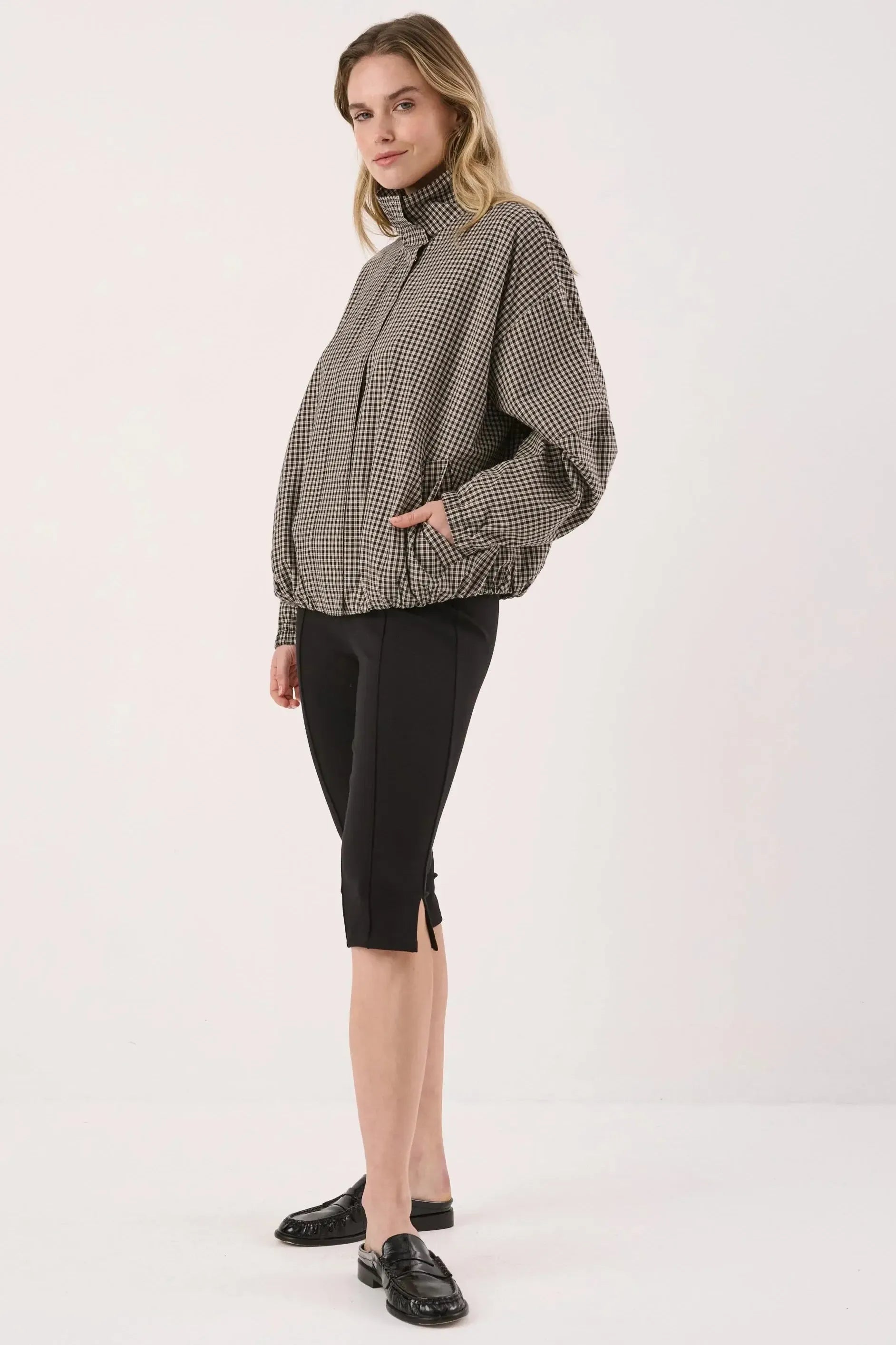 Sammie Bomber Jacket - Camel Check-Jackets, Coats & Vests-SASS-The Bay Room