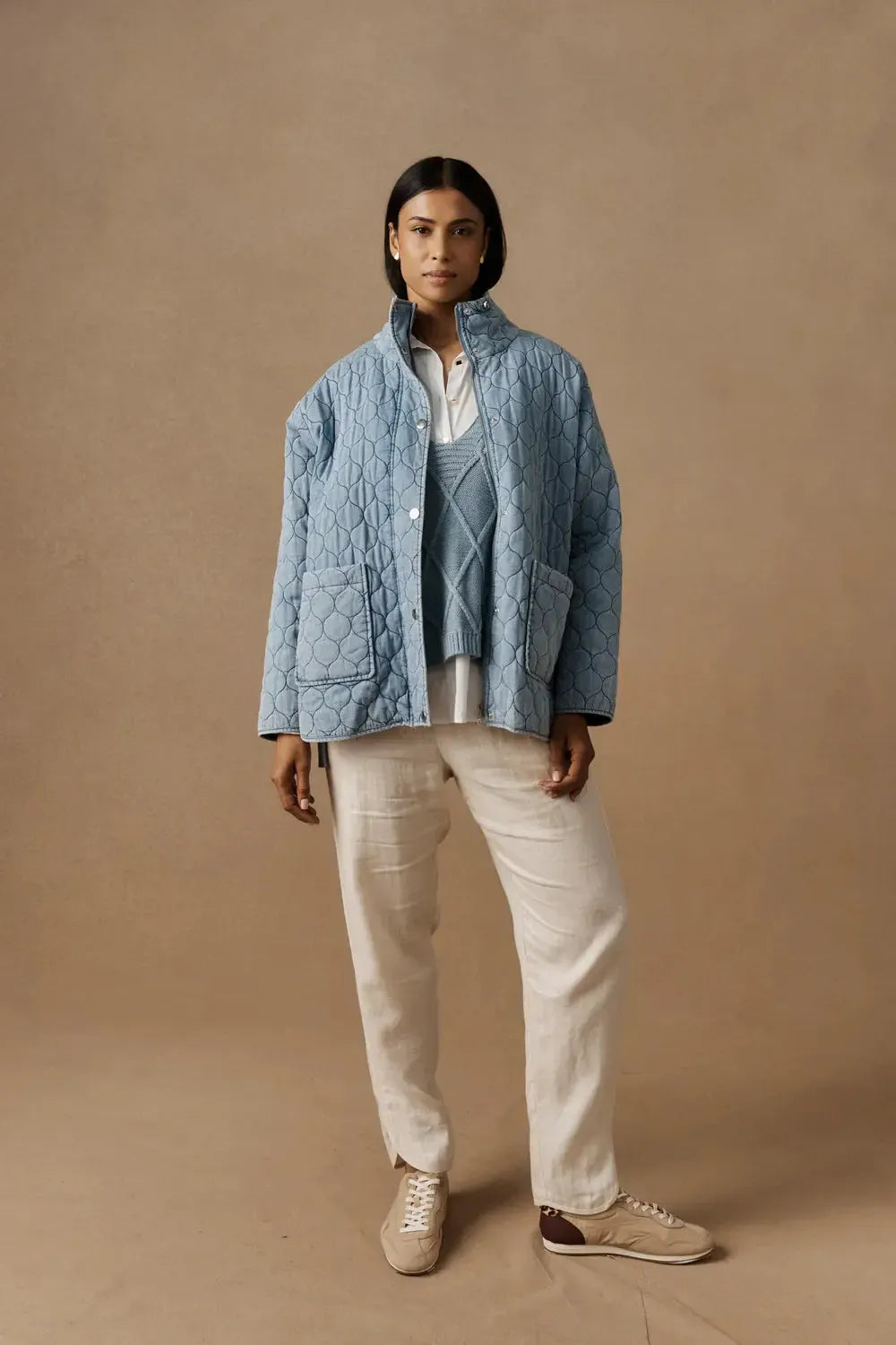 Sansi Quilted Jacket - Denim-Jackets, Coats & Vests-Eb & Ive-The Bay Room