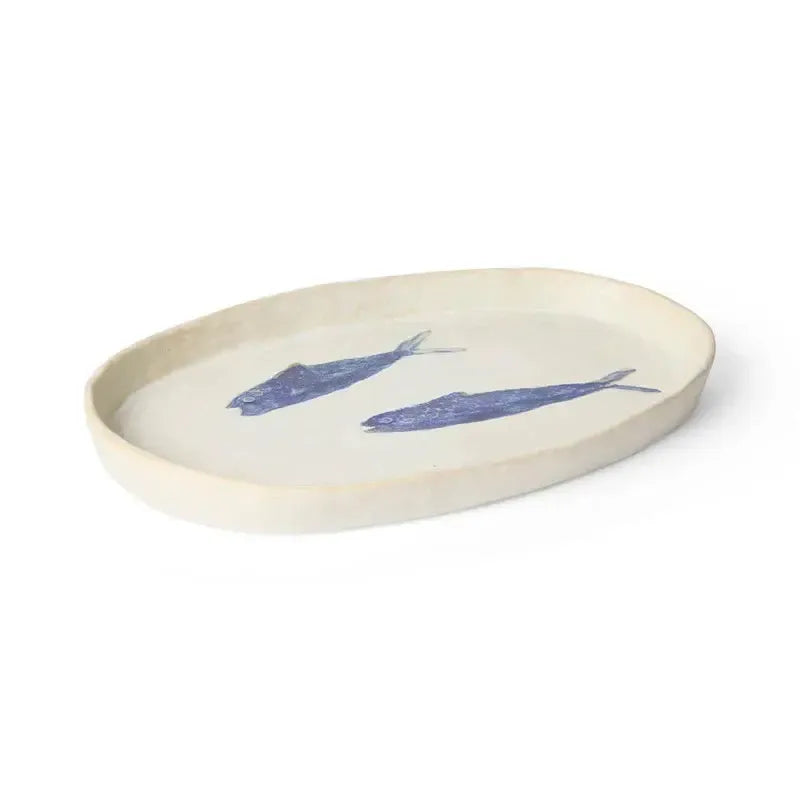 Sardine Dark Blue Glazed Plate 29x19x2.5cm-Dining & Entertaining-Madras Link-The Bay Room