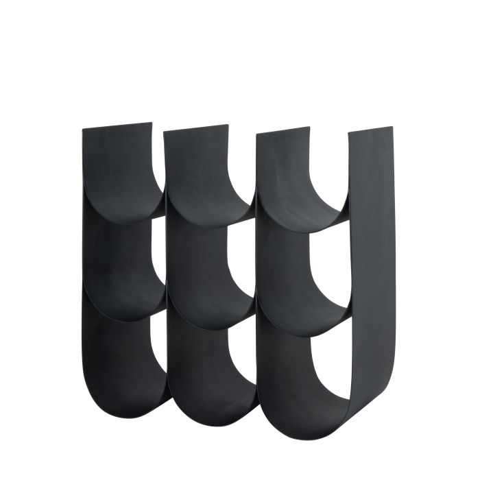 Scalloped 9 Bottle Wine Rack 31.5x18x33cm Black-Decor Items-Davis & Waddell-The Bay Room
