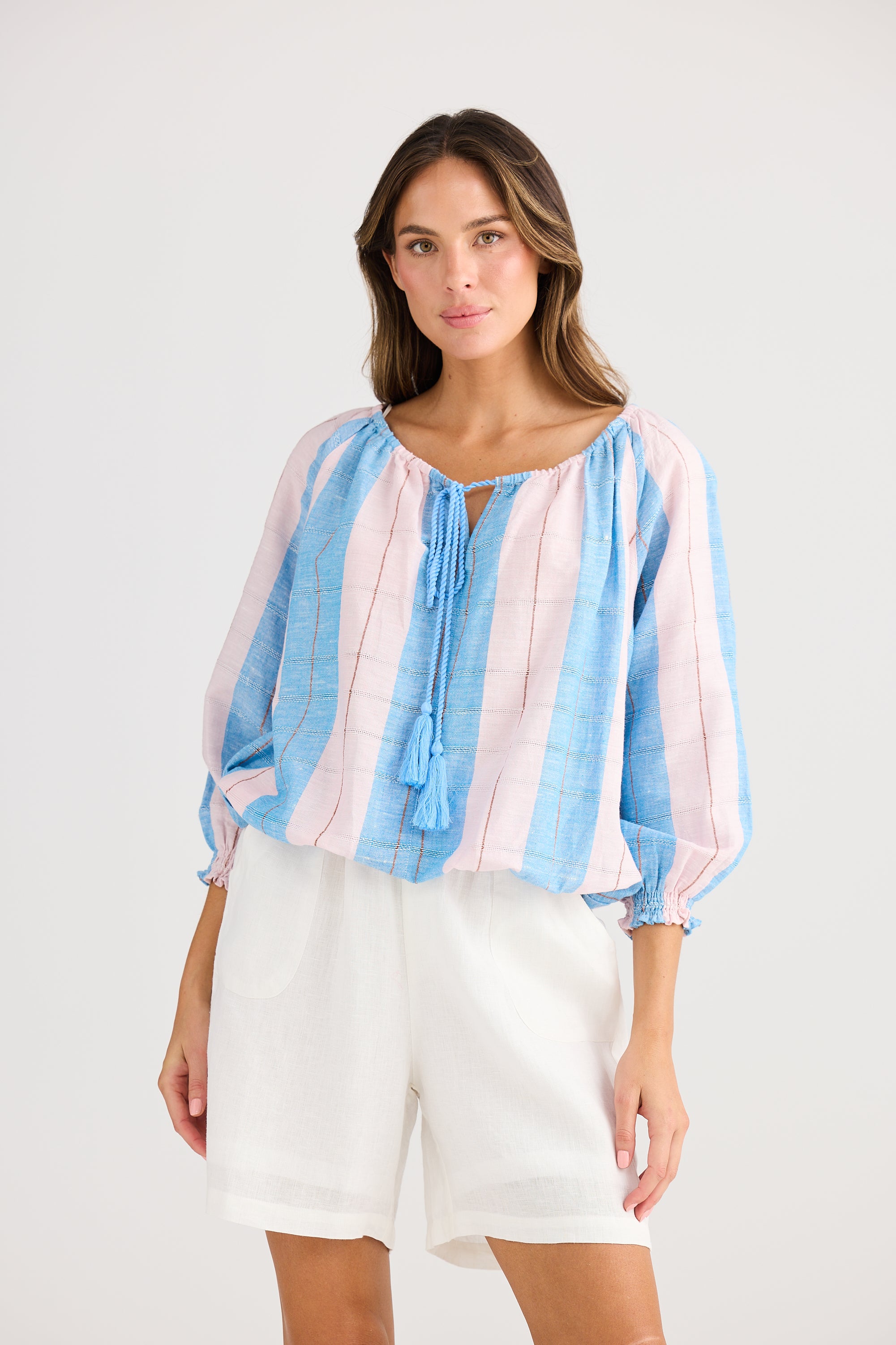 Seaside Top - Blue Multi Stripe-Holiday-The Bay Room