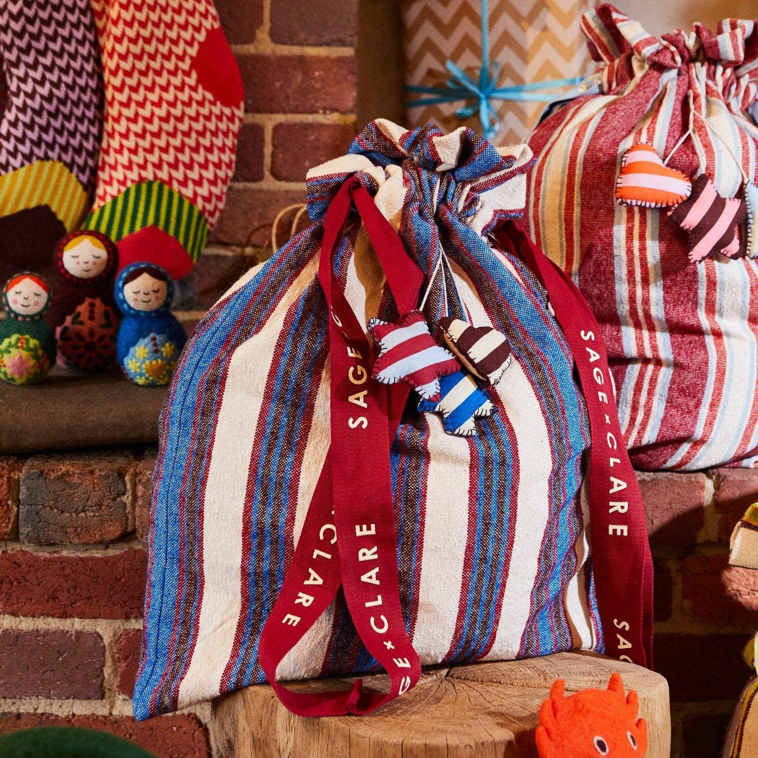 Selene Santa Sack - Azure-Christmas-Sage & Clare-The Bay Room