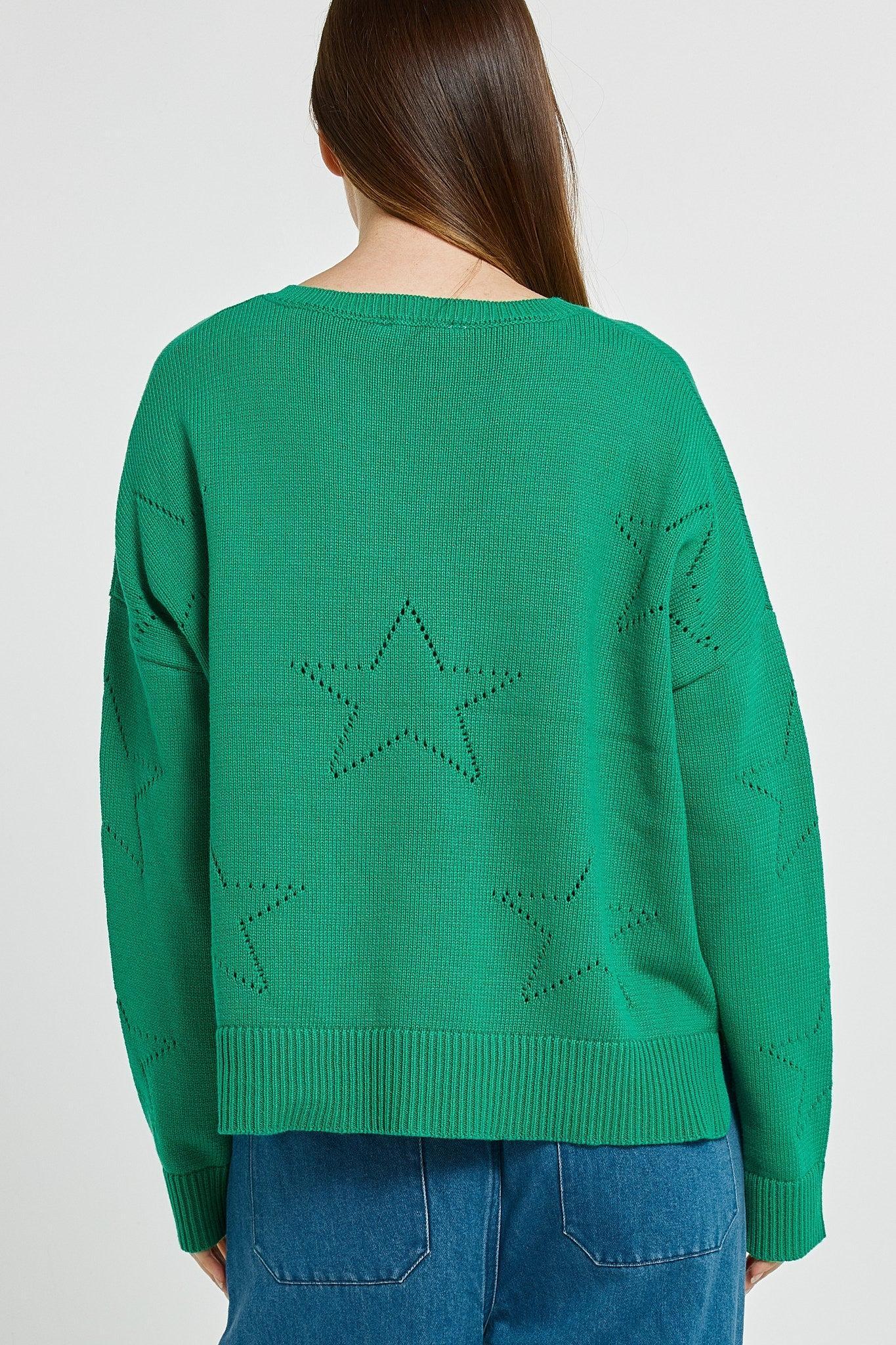 Selene Star Sweater - Green-Knitwear & Jumpers-Betty Basics-The Bay Room