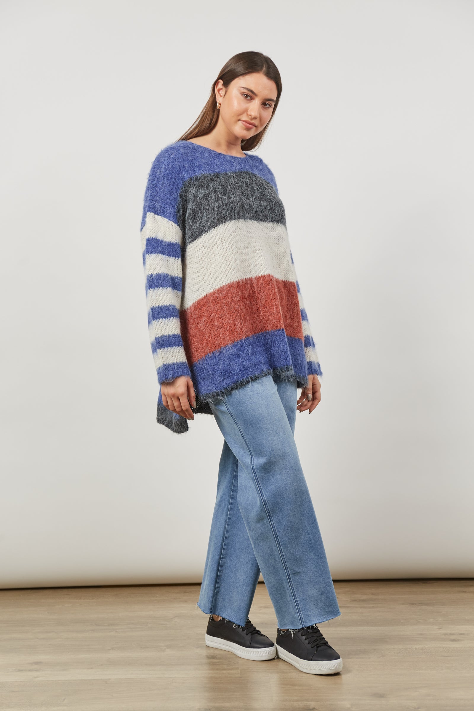 Serene Stripe Jumper - Azure Stripe-Knitwear & Jumpers-Isle Of Mine-Onesize-The Bay Room