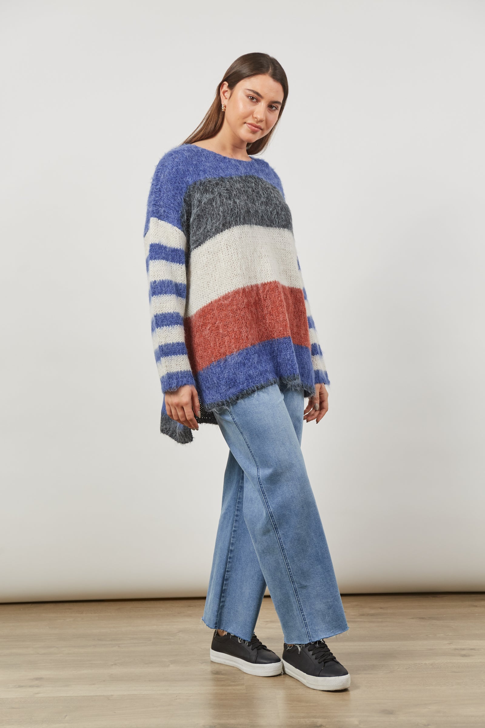 Serene Stripe Jumper - Azure Stripe-Knitwear & Jumpers-Isle Of Mine-The Bay Room