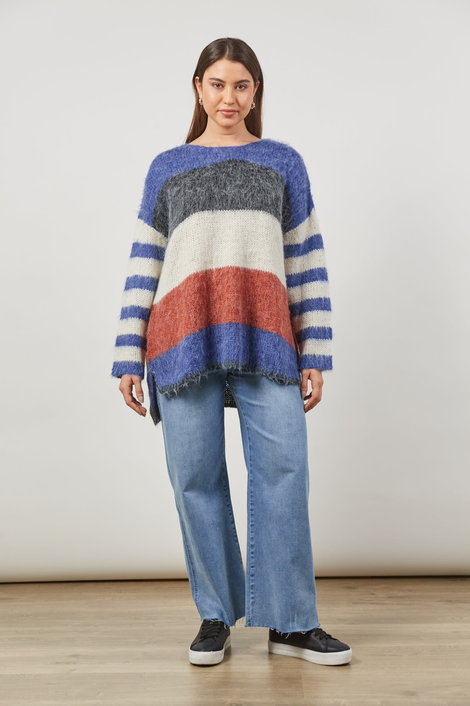 Serene Stripe Jumper - Azure Stripe-Knitwear & Jumpers-Isle Of Mine-The Bay Room