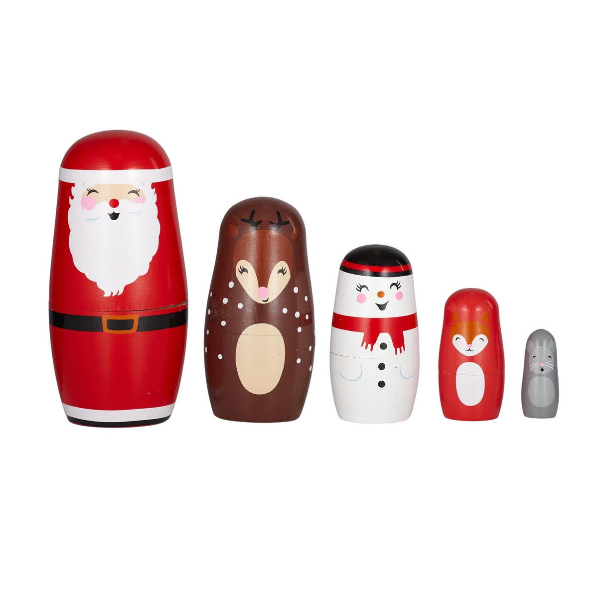 Set/5 Xmas Russian Dolls Wood 6.5x14cm-Christmas-Coast To Coast Home-The Bay Room