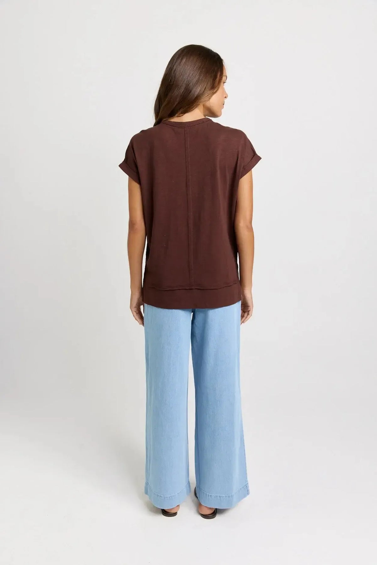 Shirley Short Sleeve Tee - Chocolate-Tops-Betty Basics-The Bay Room