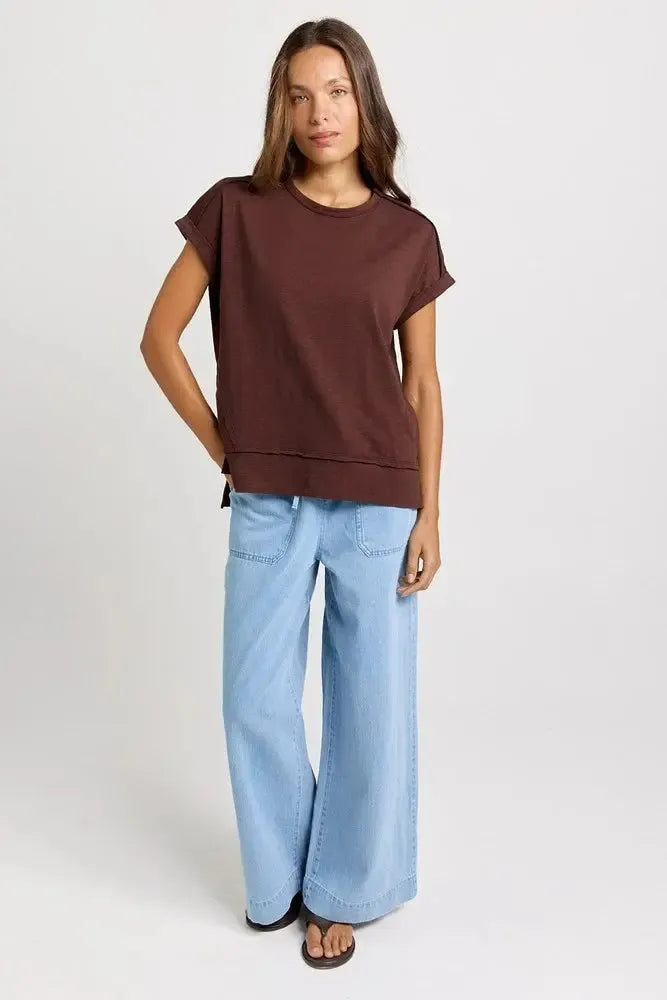 Shirley Short Sleeve Tee - Chocolate-Tops-Betty Basics-The Bay Room