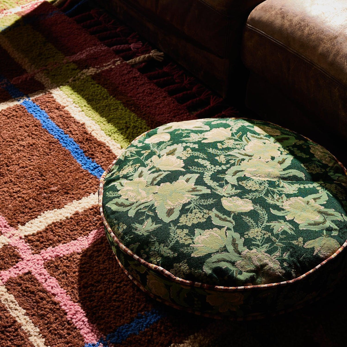 Sierra Jacquard Round Floor Cushion-Soft Furnishings-Sage & Clare-The Bay Room