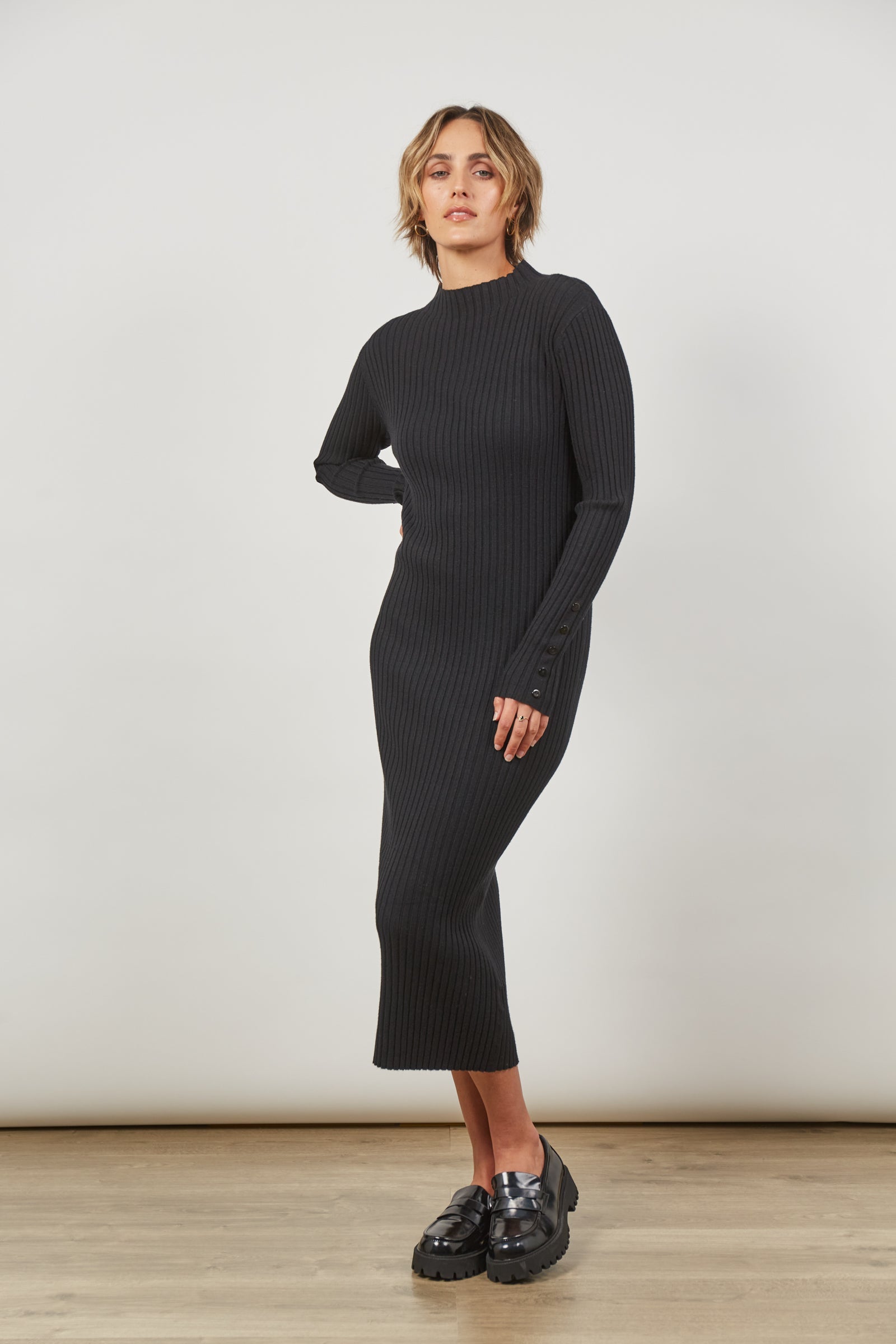 Skyline Knit Dress - Onyx-Dresses-Isle Of Mine-The Bay Room