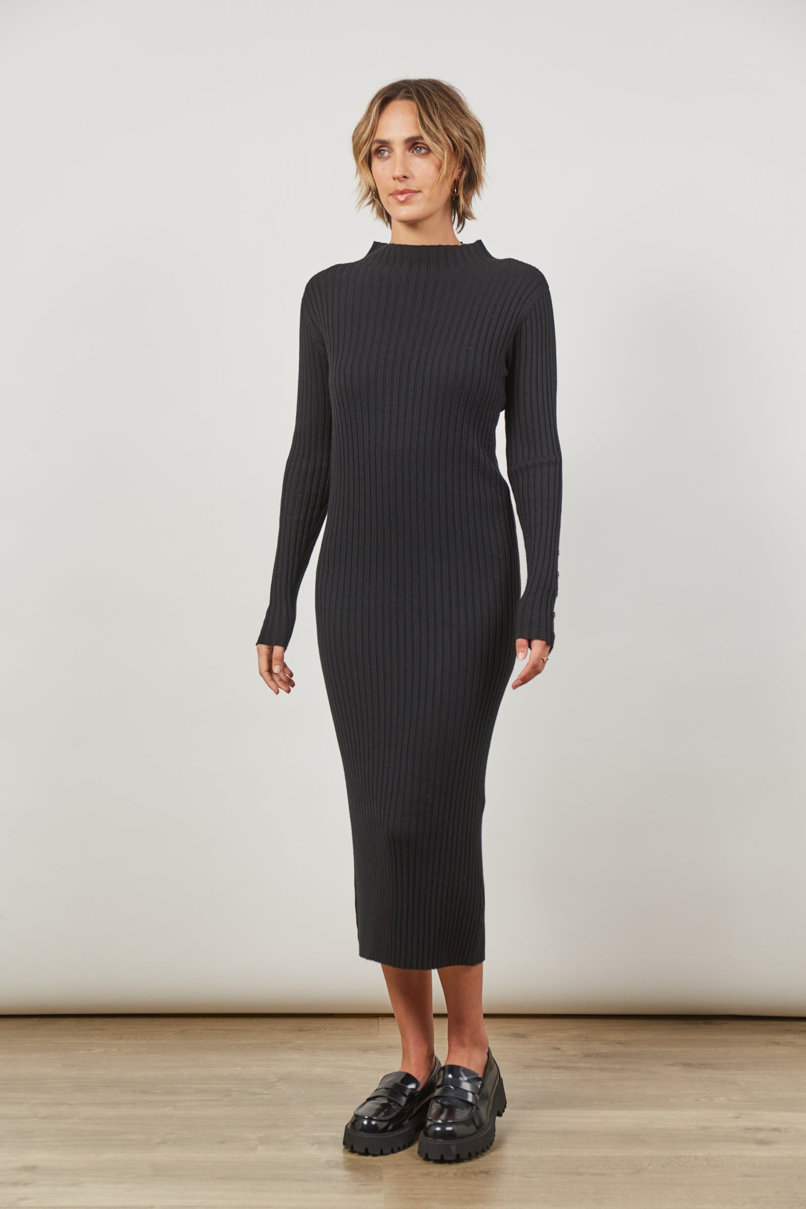 Skyline Knit Dress - Onyx-Dresses-Isle Of Mine-The Bay Room