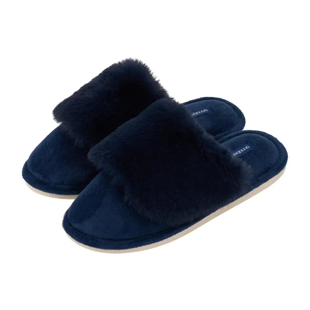 Slipper Cosy Luxe - Navy-Sleepwear & Robes-Annabel Trends-The Bay Room