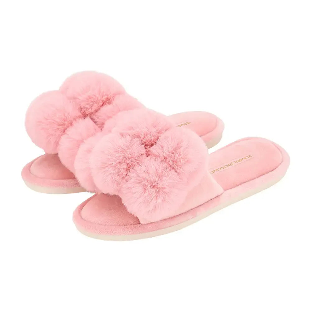 Slipper Cosy Luxe Pom Pom - Pink Lemonade-Sleepwear & Robes-Annabel Trends-The Bay Room