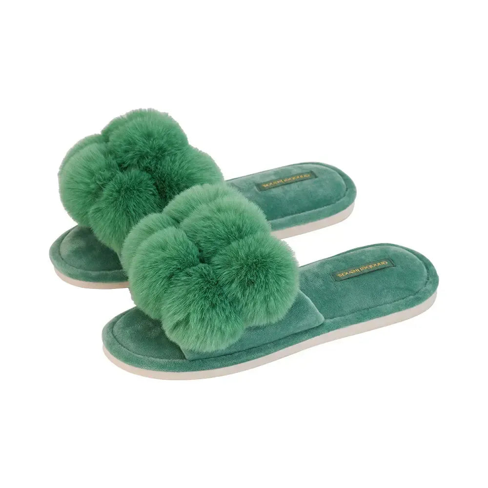 Slipper Cosy Luxe Pom Pom - Spearmint-Sleepwear & Robes-Annabel Trends-The Bay Room
