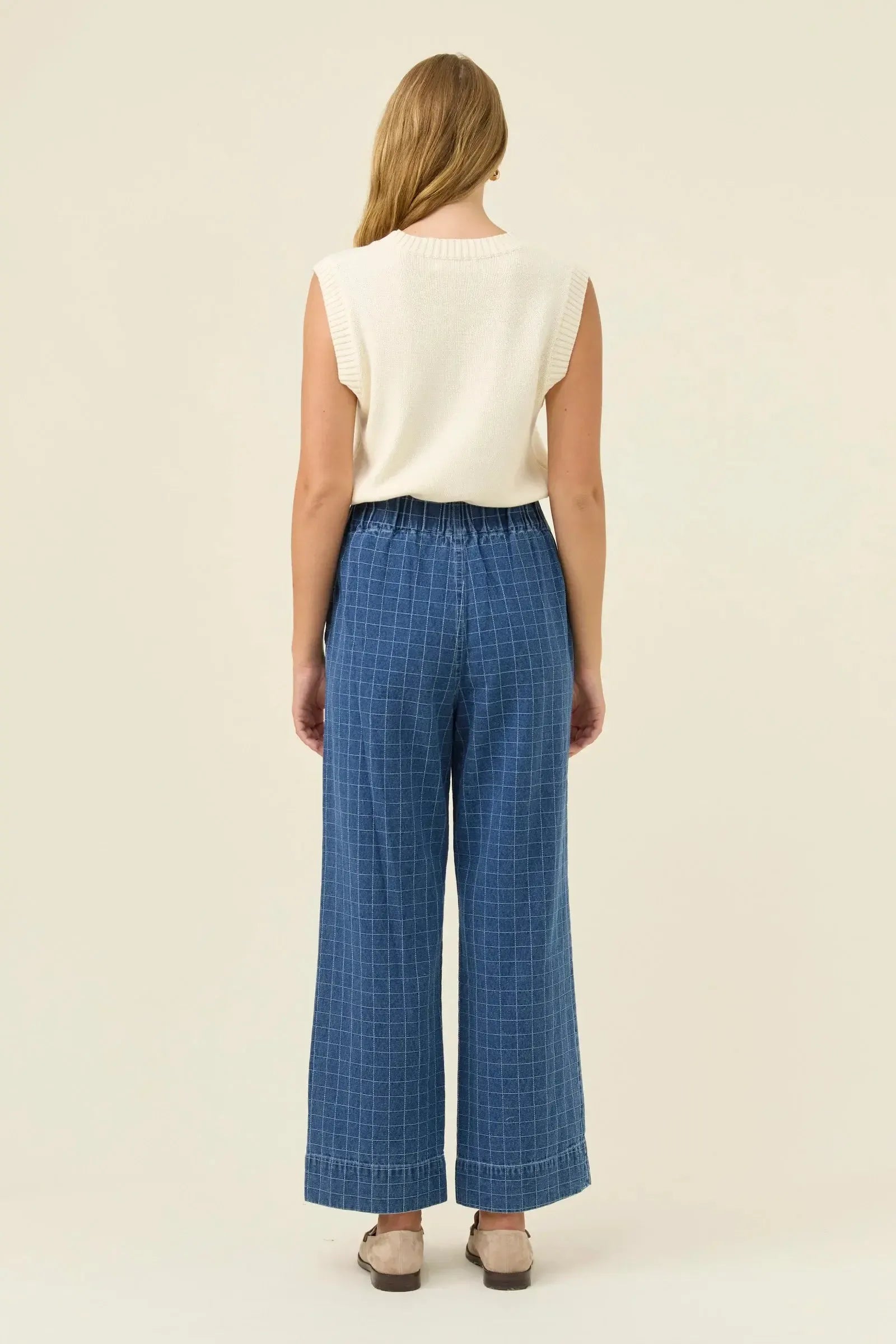 Sloane Denim Pant - Check-Pants-Isle Of Mine-The Bay Room