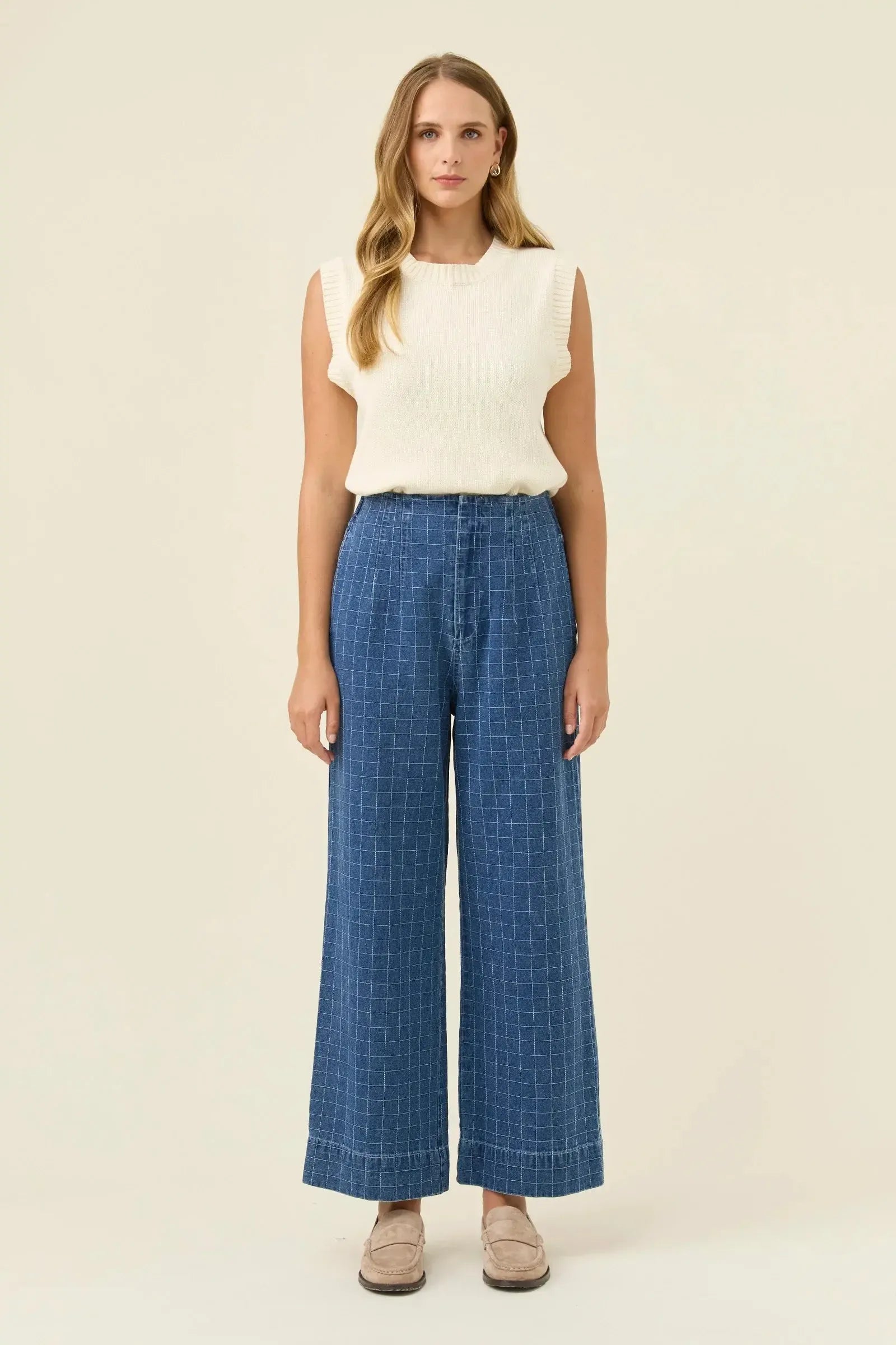 Sloane Denim Pant - Check-Isle Of Mine-The Bay Room