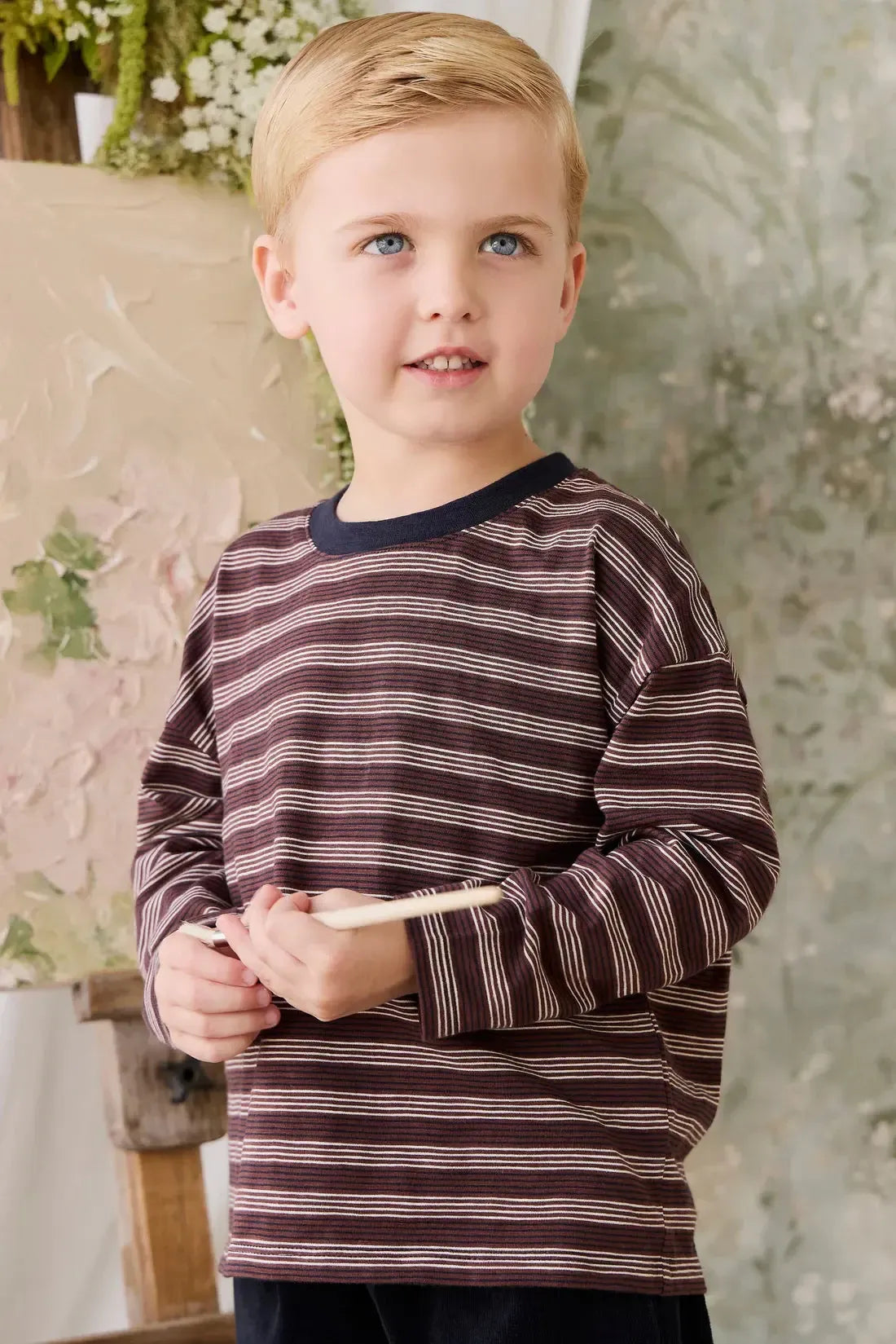 Slub Cotton Iver Long Sleeve Tee - Regal Stripe-Clothing & Accessories-Jamie Kay-The Bay Room