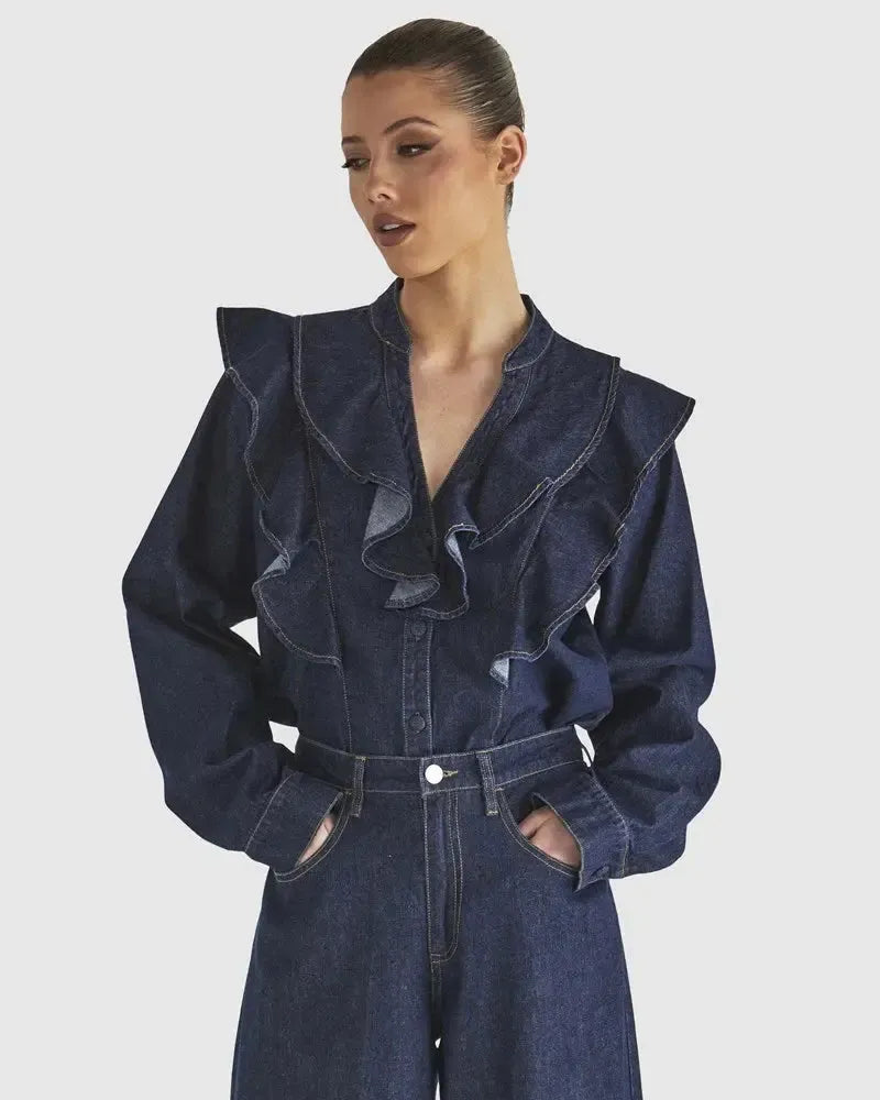 Soaring Shirt - Indigo Wash-Tops-Fate + Becker-The Bay Room