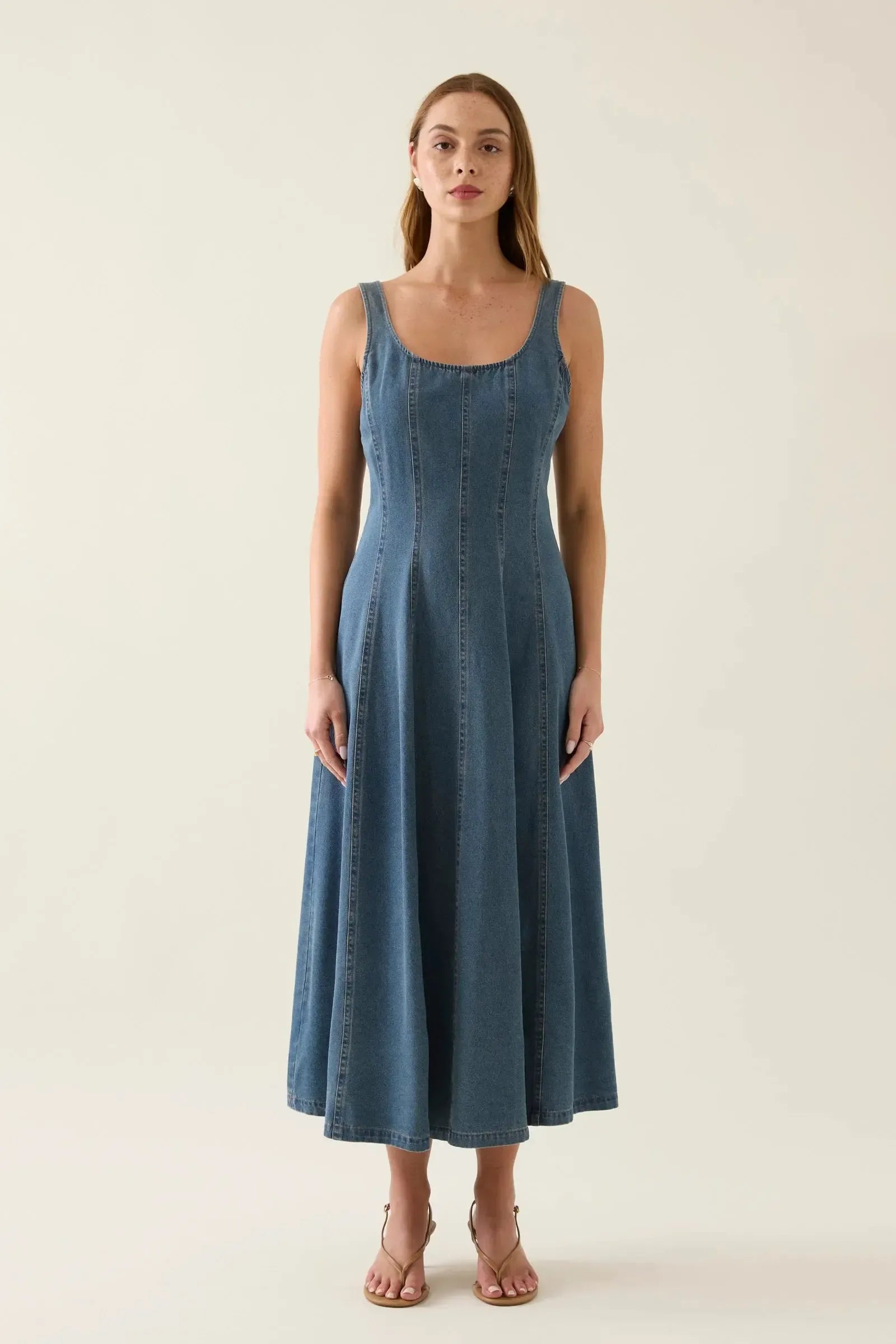 sketching dress design Denim Tank Midi Dress main image 1