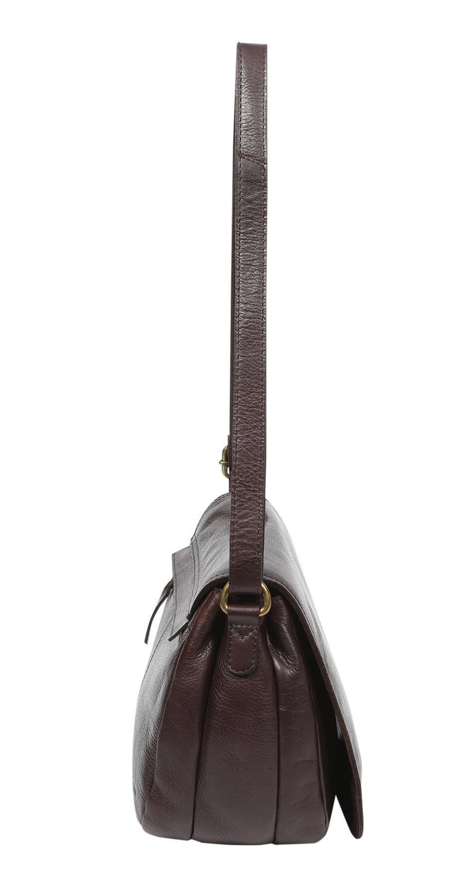 Soft Cow Leather Multi Compartment Cross Body Bag - Dark Brown-Bags & Clutches-Modapelle-The Bay Room