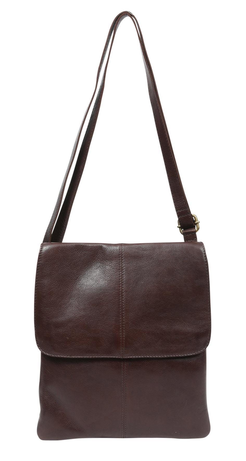 Soft Vintage Leater Large Multi Compartment Cross Body Bag - Dark Brown-Bags & Clutches-Modapelle-The Bay Room