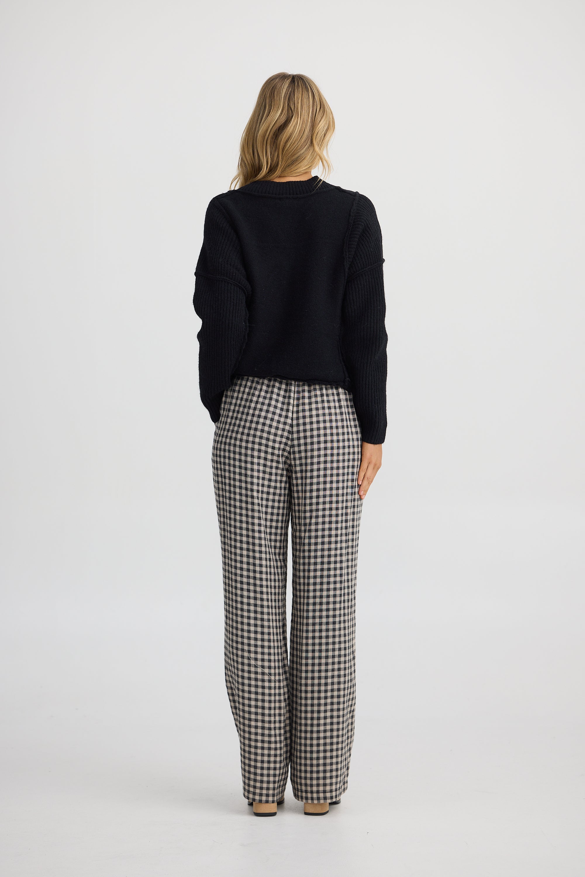 Souk Pant - Natural With Black Check-Pants-The Shanty Corporation-The Bay Room