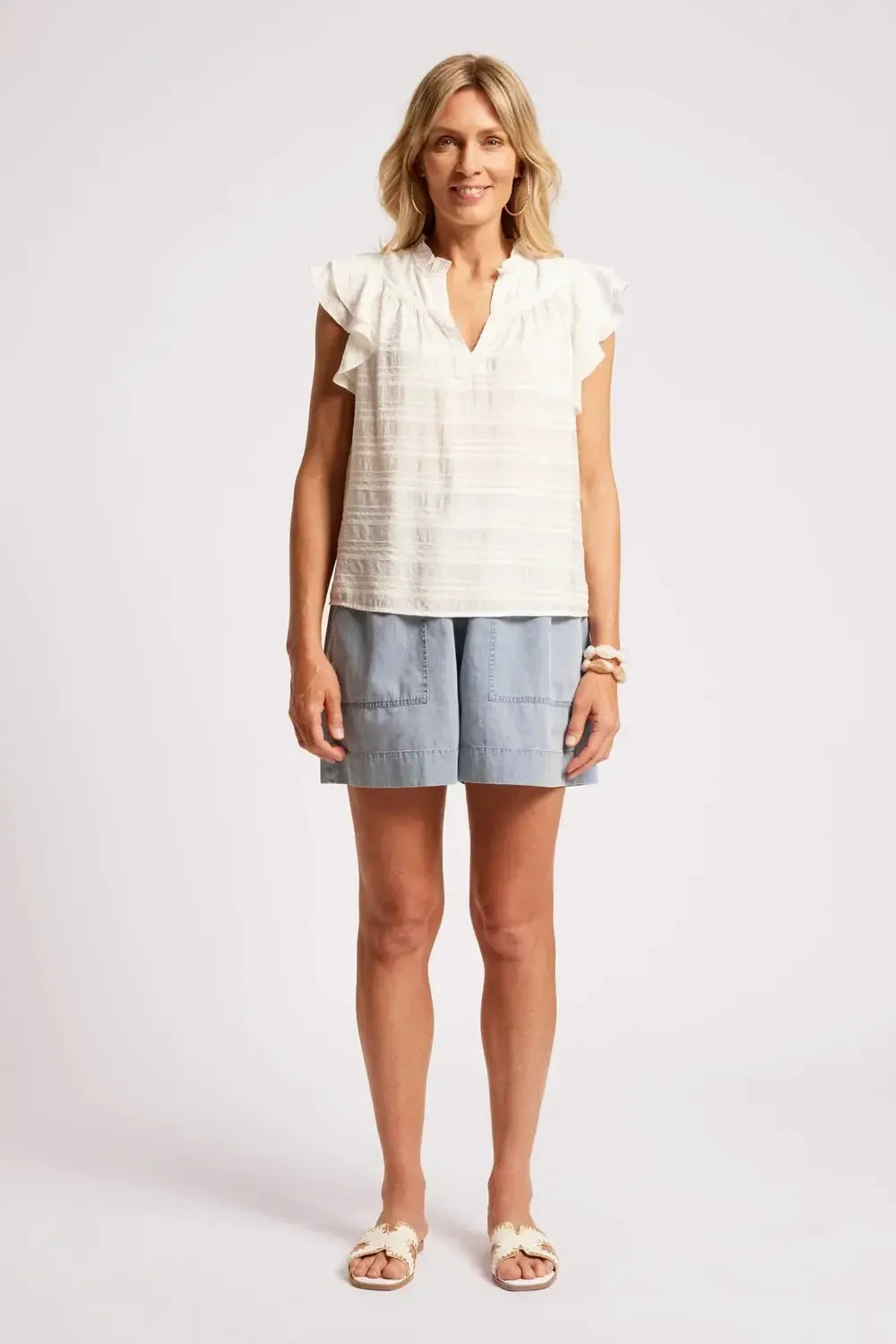 Sovana Frill Tank - White-Tops-Eb & Ive-The Bay Room