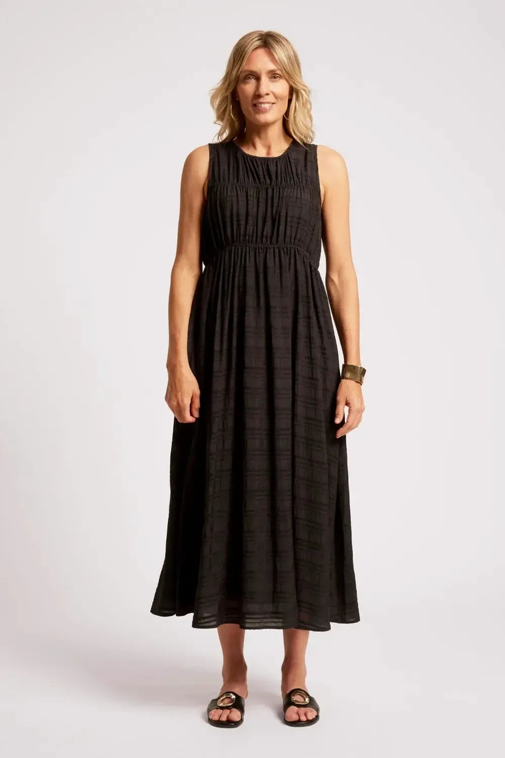 Sovana Ruched Maxi Dress - Black-Dresses-Eb & Ive-The Bay Room